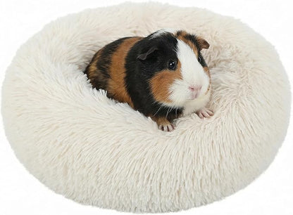 Tiny Dog Bed 11.8 Inch for Extra Small Dogs,Washable Puppy Bed,Soft Faux Fur Calming Donut Bed for Chihuahua Yorkie Maltese Pomeranian,Beige