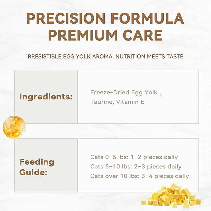 Freeze-Dried Cat Treats and Food Toppers, Simple Egg Yolk with Taurine, 3.5 oz, Support for Heart, Vision &Coat Health