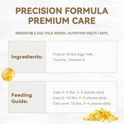 Freeze-Dried Cat Treats and Food Toppers, Simple Egg Yolk with Taurine, 3.5 oz, Support for Heart, Vision &Coat Health