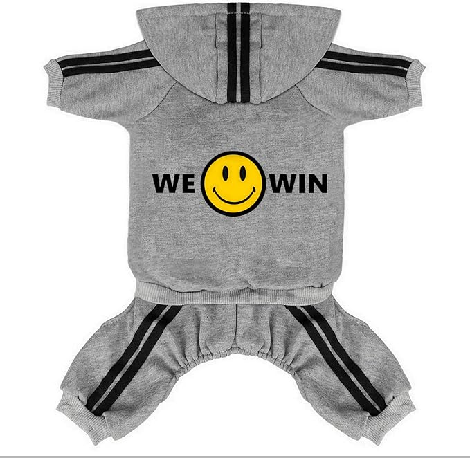 Cute Dog Hoodie Sweater Tracksuit Coat Jacket Winter Pajamas Jumpsuit Clothes Clothing 4-Legs Grey for Cat Puppy Small Medium Big All Type Dogs (X-Small)