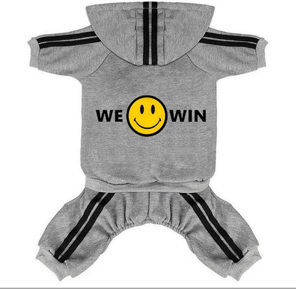 Cute Dog Hoodie Sweater Tracksuit Coat Jacket Winter Pajamas Jumpsuit Clothes Clothing 4-Legs Grey for Cat Puppy Small Medium Big All Type Dogs (Small)