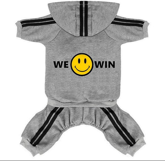 Cute Dog Hoodie Sweater Tracksuit Coat Jacket Winter Pajamas Jumpsuit Clothes Clothing 4-Legs Grey for Cat Puppy Small Medium Big All Type Dogs (3X-Large)