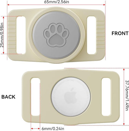 GOCII for Airtag Dog Collar Holder 2 Pack,Waterproof Dog Collar Holder for Apple AirTag(Gen 1 & 2),Silicone Air Tags Case for Dog Collars(Beige & Gray)