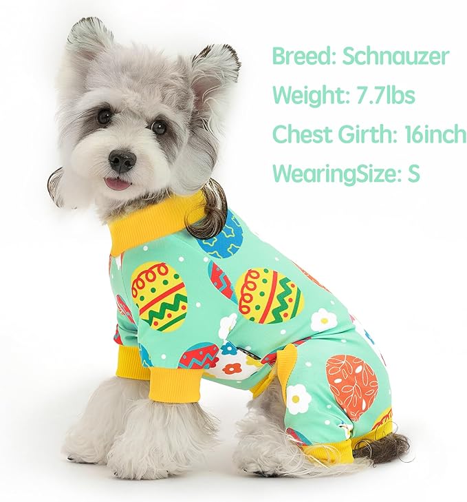 XPUDAC Easter Dog Pajamas, Soft Lightweight Dog Outfit Easter Eggs Puppy Clothes for Small Medium Dogs Pjs Pet Jumpsuit, XL