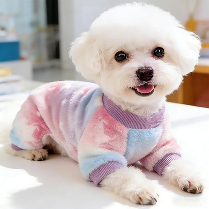 Dog Sweaters for Small Dogs Girl Dog Clothes Fleece Small Dog Pajamas Female Warm Dog Pjs Soft Dog Onesie Heart Chihuahua Clothes Pink Pet Puppy Pajamas, M