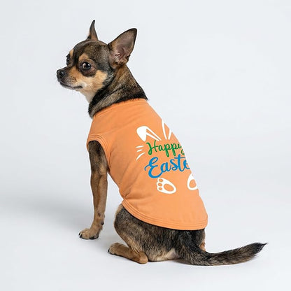 Fitwarm Happy Easter Bunny Dog Shirt, Easter Dog Clothes for Small Dogs Boy Girl, Cute Pet Outfit, Green, Blue, White, Orange, Small