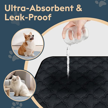 FunFurry Washable Pee Pads for Dogs - 2 Pack Reusable Pee Pads，Waterproof Puppy Pads，Pet Training Pads，Super Absorbent with Dog Paw Shape Non-Slip Backing (Dark Grey, 24" X 36" - 2 Pack)
