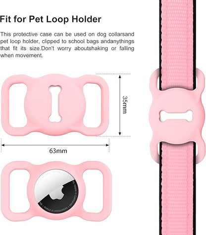 for Airtag Dog Collar Holder, Air Tag Protective Cat Airtag Dog Collar,Silicone AirTags GPS Tracking Accessories,Air Tags with Bone Pattern (1 Pack(Pink))
