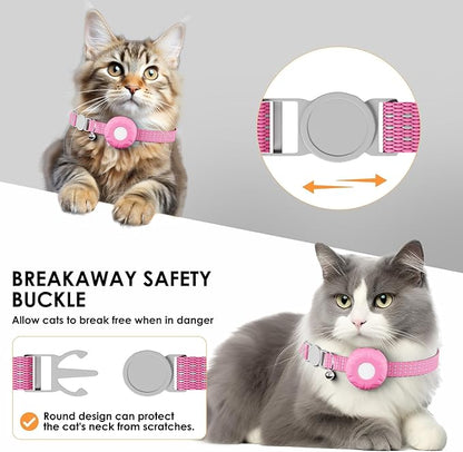 GPS Tracker for Cats-No Monthly Fee Cat Tracker,Compatible with Apple Find My App (Only iOS), Waterproof Pet Tracker,Real-Time Cat Collar for Pets,Kids,Luggage & Assets | 367-Day Battery Life|(Pink)