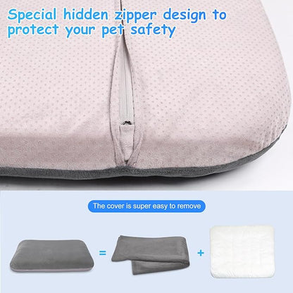 Magic Dog Super Soft Medium Dog Bed, 32 Inches Orthopedic Foam Pet Beds with Anti Slip Bottom, Dog Sleeping Mattress with Removable and Washable Cover, Grey M,32'' X 24'' X 3''