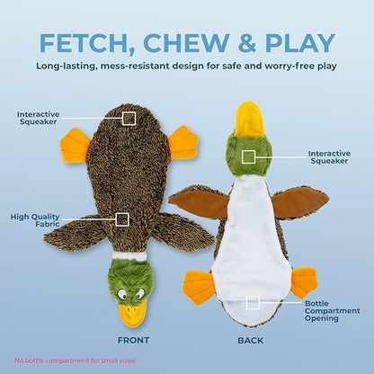 Best Pet Supplies Squeaky Dog Toys with Soft Durable Fabric for Small, Medium and Large Pets Interactive Toy for Indoor Play, Supports Active Biting and Play - 1Wild Duck, Small