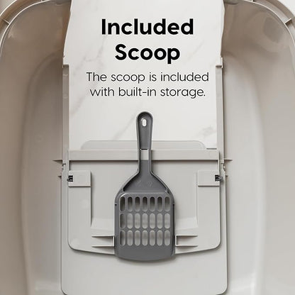 IRIS USA Cat Litter Box, with Front Door Flap, Handle and Scoop, Dark Gray + Extra Sticky Lint Roller, Value Pack Comes with Storage Box, Standard and T-Handle Roller, Refills, 1260 Sheets Total