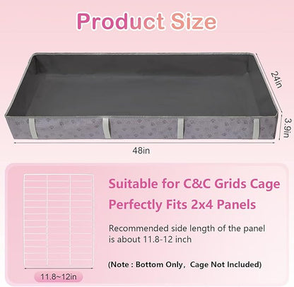Funfurry Waterproof Guinea Pig Cage Liner,Washable Tarp Bottom Base,Cage Liners for Small Animals,Hamster Chinchilla Hedgehog Ferret Rabbit. (Dark Grey-Paw, 24" X 48")