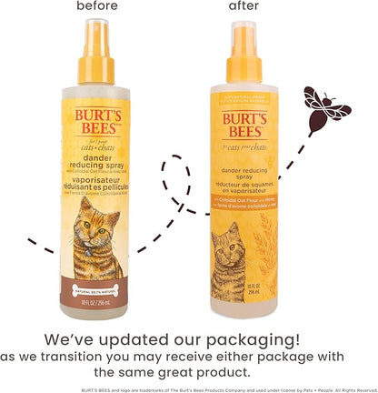 BURT'S BEES FOR PETS Cat Dander Reducing Spray with Colloidal Oat Flour and Honey, Waterless Cat Grooming Spray for Dry Skin and Dandruff Control, Cat Dander Remover for Allergy Support, 10 Fl Oz
