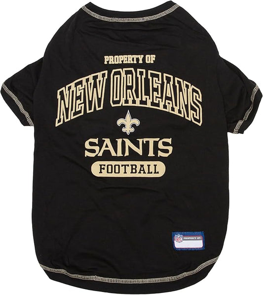 NFL New Orleans Saints Dog T-Shirt for Pets, Size Large. Officially Licensed Pet Shirt with Team Logo, Soft Stretchable Comfort Fit Apparel for Dogs & Cats