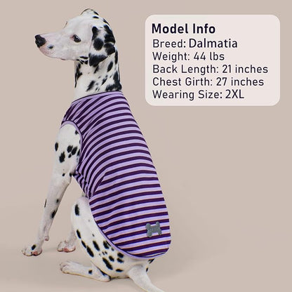 KYEESE 2Pack Dog Shirt, Soft Striped Dogs T Shirts, Lightweight Pet Tank Top, Sleeveless Dog Shirt for Medium Dogs, Stretchy Comfortable Pet Vest, Purple, 2XL