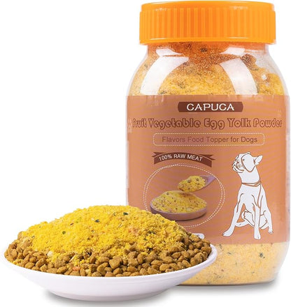 Freeze-Dried Dog Food Topper - Natural High Protein Mix with Fruits, Vegetables & Egg Yolk Powder for Picky Eaters (8 oz)
