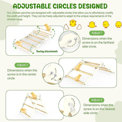 Bamboo Adjustable Chicken Perches, with Adjustable 7 Circles Holder, Strong Roost Bar for Coop&Brooder, Training Perch for Chicks, El Pollitos, La Pollita, Easy to Install & Clean, Fun Toys for Chicks