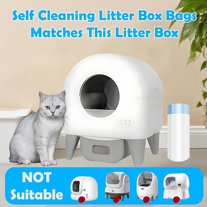 Cat Litter Bags 120 Count, 26.37"X15.74" Drawstring Close Litter Box Liners for Automatic Litter Box,Thick Cat Poop Bags,Easy to Clean,Heavy Duty Robot Bag for Self-Cleaning Box