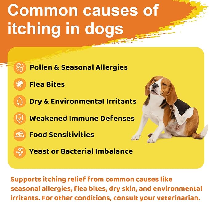 Dog Allergy Chews for Itchy Skin Relief - Seasonal Allergy and Immune Support with Colostrum, Omega 3, Probiotics, Turmeric, Zinc, Vitamins B & E - Helps with Paw Licking & Scratching - 90 Soft Chews