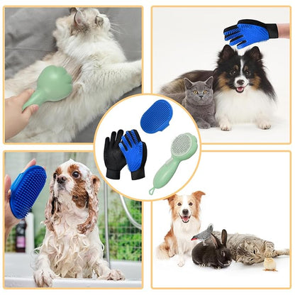 Cat Grooming Glove Brush,Self-Cleaning Slicker Pet Brush | Dog Bath Brush for Shedding and Grooming,Removes Loose Hair and Tangles,Promote Circulation for Short and Long Haired Pets