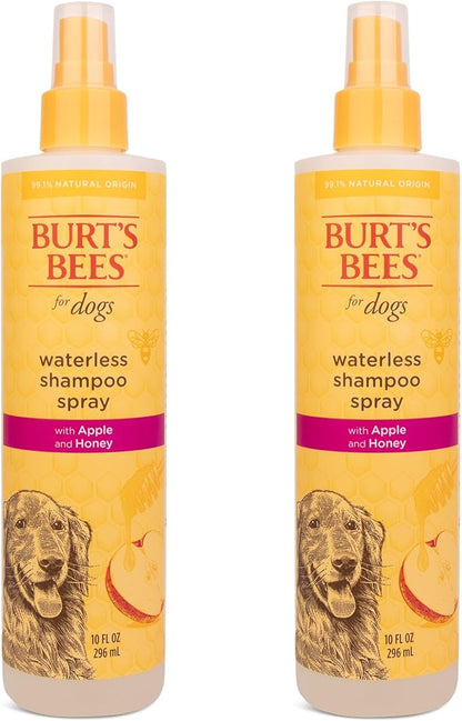 BURT'S BEES FOR PETS Waterless Shampoo Spray for Dogs, Apple & Honey, No-Rinse Dry Dog Shampoo for All Dogs and Puppies, pH Balanced, No Sulfates, Parabens, Phthalates, 10 Fl Oz - 2 Pack