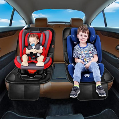 XHYANG Car Seat Protector 1 Pack Car Seat Cushion Mat Thickest Padding,Waterproof 600D Fabric Car Seat Covers for Non-Slip Backing Mesh Pockets for Baby and Pet (Gray, 2 Pcs)