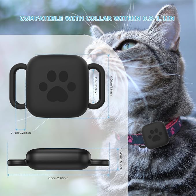 2 Pack Silicone Case for Tile Mate 2024/2022, Tracker Cover for Dog/Cat Collar Holder, Waterproof & Dustproof, Black&Off-White