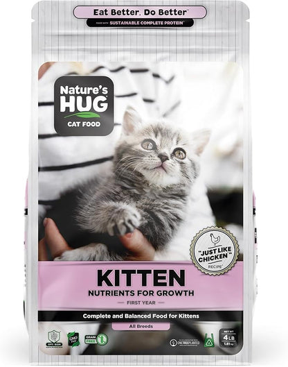 Nature's HUG Hypoallergenic Dry Cat Food for Kitten Growth – Complete & Balanced Nutrition, Sensitive Stomach Support, High-Protein, Grain Free – 4lb