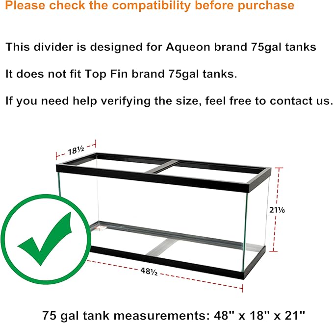 Acrylic Aquarium Divider Kit 5.5/10 / 20L / 20H / 29 / 40B / 55/75 / 125gal Fish Tank with Suction Cups