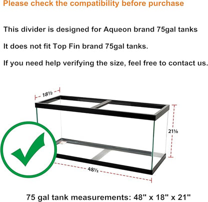 Acrylic Aquarium Divider Kit 5.5/10 / 20L / 20H / 29 / 40B / 55/75 / 125gal Fish Tank with Suction Cups