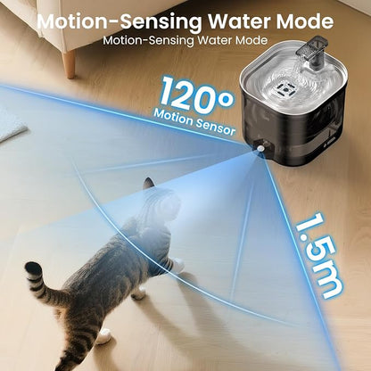 Accokids Wireless Cat Water Fountain Cordless with External Pump, 68oz Rechargeable Automatic Pet Cat Fountains for Drinking with Motion Sensor, Quiet Pump (3 Filter) | 68oz Cat Fountain with External Pump, Quiet Operation, 3 Filters for Clean Drinking...