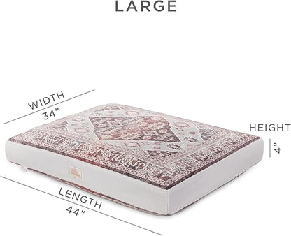 Town & Country Everyday CuddleTown Medallion Everwash® Pillow Pet Bed, Water Repellent Floor Pillow, Machine Washable Cover, Soft & Calming, Red/Greige, Large 44"x34"x4"