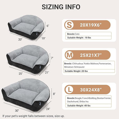 Cat Couch for Puppy, Kitten, and Small Pets - Soft Faux Rabbit Fur Pet Sofa with Washable Removable Cover, Non-Slip Fuzzy Plush Cushion, 28"X23"x10"