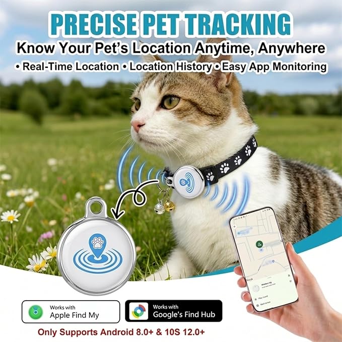 Dog Tracker, Smart Pet Tracker for Collar, Cat Tracker Collar, No Monthly Fee GPS Pet Locator, Waterproof Dog Collar Tracker for iOS Android