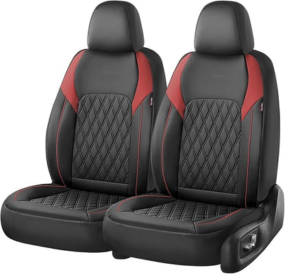 Coverado Car Seat Covers Full Set, Leather Seat Covers, Automotive Seat Covers for Cars, Car Seat Covers Front Seats Back, Car Seat Protector Car Seat Cushion Universal Fit Most Cars Trucks, Black&Red