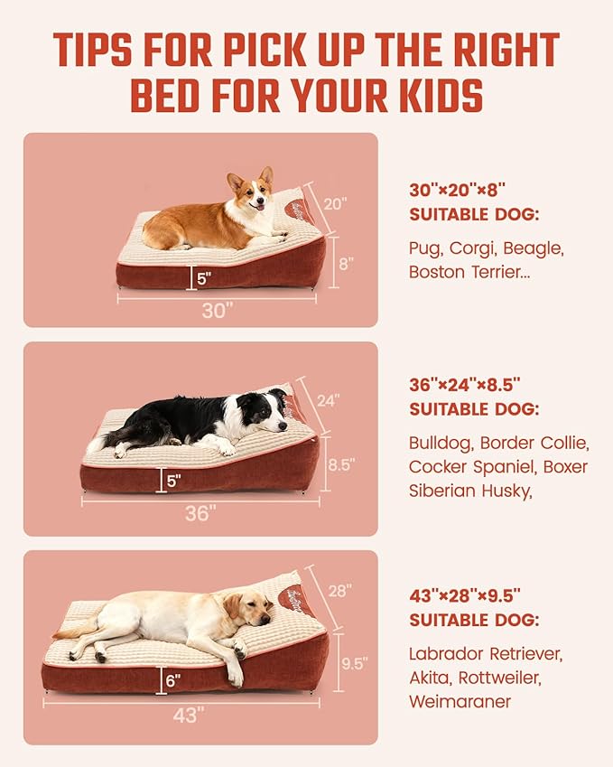 XL Dog Bed for Crate - Orthopedic Foam Crate Mat Large Comfy Flat Pet Beds with Removable Washable Cover, Suitable for Pet Up to 100 lbs(43''×28''×6'')