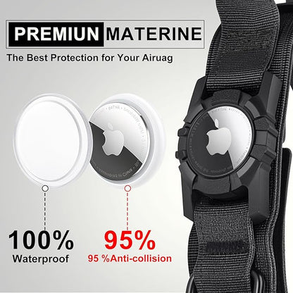 Upgraded Airtag Dog Collar Waterproof, Adjustable GPS Training Nylon | Dog Collar with AirTag Holder, Control Handle and Quick-Release Buckle for Medium and Large Dogs (Black, M)