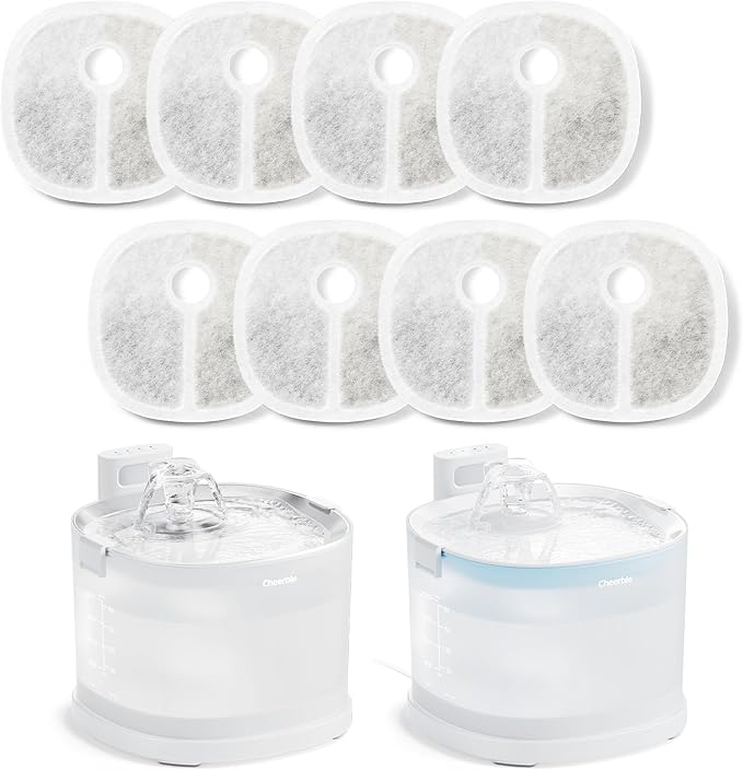 Cheerble Pumpless Pet Water Elfin Fountain E1/E1+/D1/D1PRO Replacement Filter-8-Pack