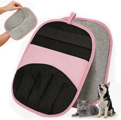 Thickened Pet Hair Removal Glove，Newly Upgraded Reusable Electrostatic Cat Dog Hair Remover Glove, Magic Brush Tool for Couch, Carpet, and Car Seat (Pink)