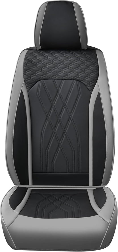 FLORICH Car Seat Covers Front Seat Cover Waterproof Faux Leather Seat Covers for Cars Premium Car Seat Protector Interior Covers Cushion Universal Fit for Most Car Truck SUV, Gray&Black