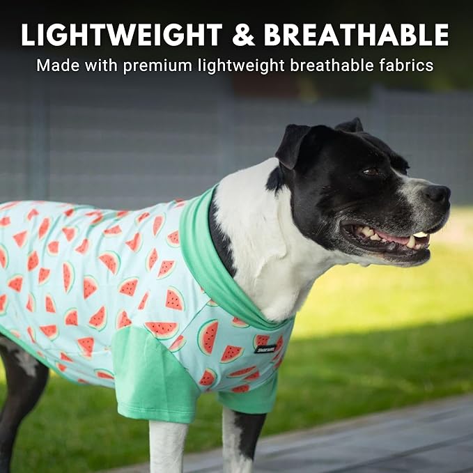 Spark Paws Sunblock Dog T-Shirt, SPF30 Protection, Lightweight Breathable Quick Dry for Dogs with Sensitive Skin - Watermelon & Peach (Set of 2) - 3XL