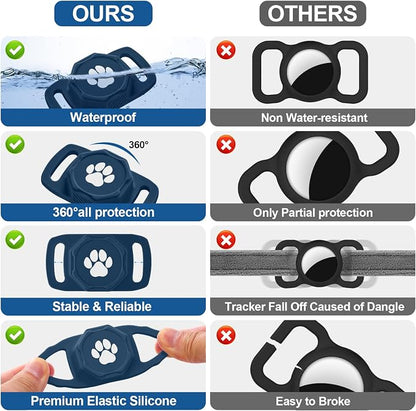Smart Pet Tracker for Collar - Dog Tracker Pet Location Tracker with Holder | Real-Time Location, No Monthly Fee/ SIM Card, Work with Android Only (Not for IOS), Ultra-Slim, IP68 Waterproof Holder, Blue