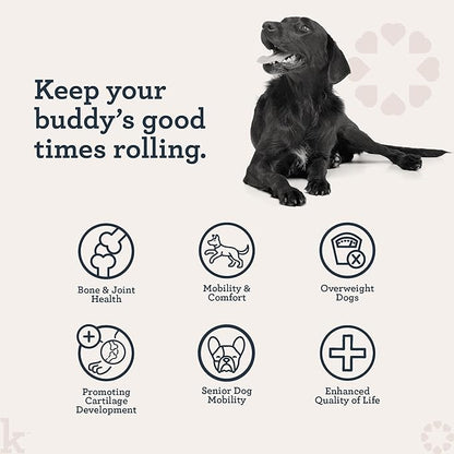 Kradle Hip & Joint Chews for Dogs - Glucosamine Chondroitin MSM Hyaluronic Acid - Active and Senior Dog Mobility Support - 150 Soft Chews