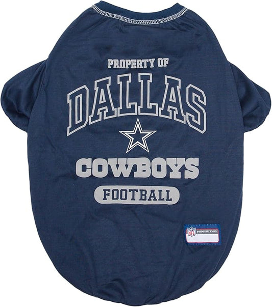 NFL Dallas Cowboys Dog T-Shirt for Pets, Size Small. Officially Licensed Pet Shirt with Team Logo, Soft Stretchable Comfort Fit Apparel for Dogs & Cats