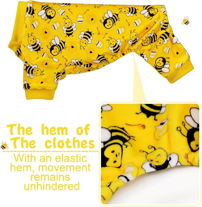 Paiaite Dog Pajamas Onesie: Comfortable Four-Legged Apparel for Small, Medium, & Large Dogs, Polyester Material for Comfort, Wrinkle Resistance, Moisture Wicking, Stretchiness Cute Bee XXL