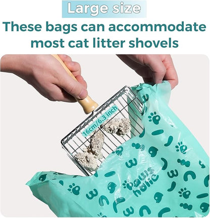 Cat Litter Disposal Bags and Dog Poop Bags with Handle,Cornstarch Based Extra Thick and Guaranteed Leak Proof Poop bags for Kitty and Doggy(360 Count 1.1 Gallon,Lavender Scent)