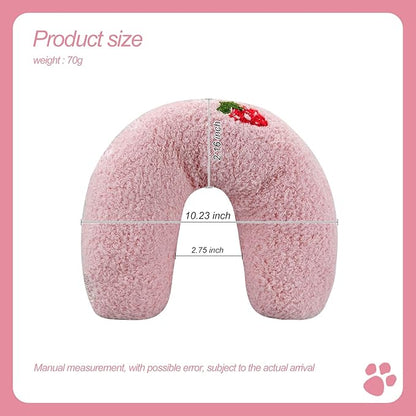 Andiker Pillows for Cats, U Shape Soft Fluffy Kitten Pillow to Lay On Cat Bed Pillow Ultra Soft Pet Pillow for Cat Fluffy Cats Pillows for Indoor Cats and Puppies to Improve Sleep Quality(Pink)