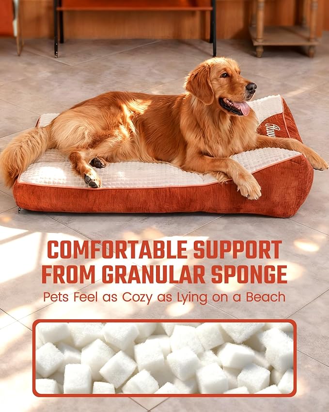 Dog Beds Large Sized Dog - Comfy Flat Pet Beds with Removable Washable Cover, Orthopedic Foam Puppy Mat with Pillow Suitable for Pet Up to 65 lbs(36''×24''×5'')