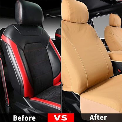 Coverado Front Seat Covers, Waterproof Canvas Seat Protector for Car Seat Cushions for Kids & Dogs, Seat Covers Compatible with 2015-2026 Ford F150 & 2017-2026 Ford F250 F350 F450(Yellow, 2PCS)